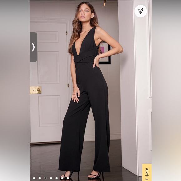 COPY - Lulus Make Memories Black Plunge Sleeveless Wide Leg Jumpsuit - Picture 4 of 12